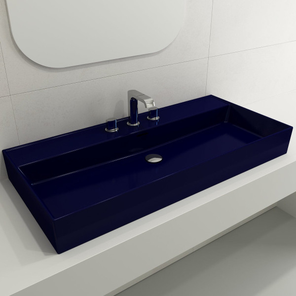 BOCCHI 1378-XXX-0127 Milano 39.75 Inch 3-Hole Wall-Mounted Fireclay Sink with Ov