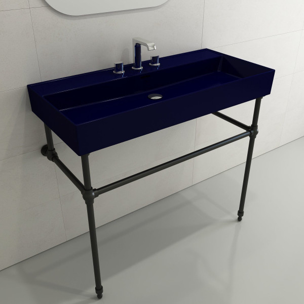 BOCCHI 1378-XXX-0127 Milano 39.75 Inch 3-Hole Wall-Mounted Fireclay Sink with Ov