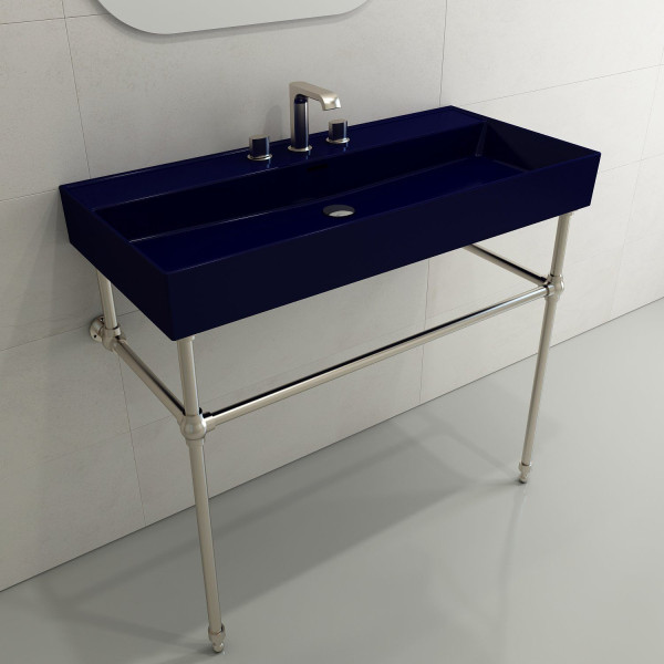 BOCCHI 1378-XXX-0127 Milano 39.75 Inch 3-Hole Wall-Mounted Fireclay Sink with Ov