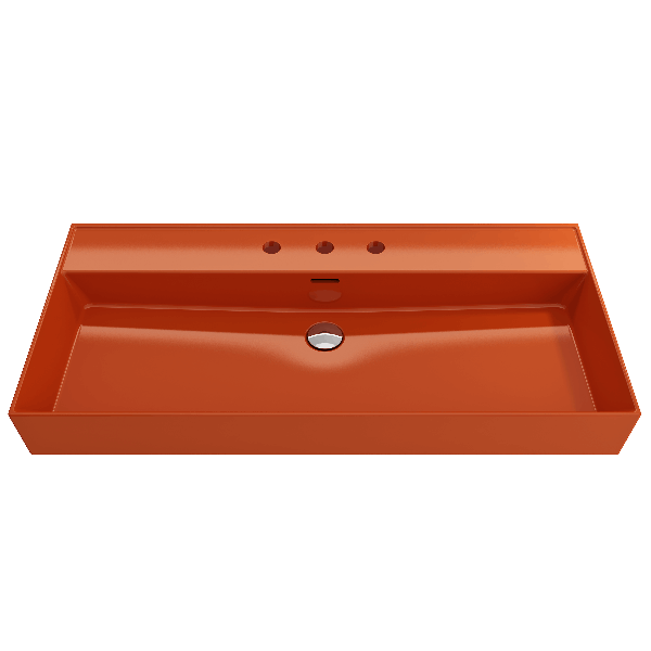 BOCCHI 1378-XXX-0127 Milano 39.75 Inch 3-Hole Wall-Mounted Fireclay Sink with Ov