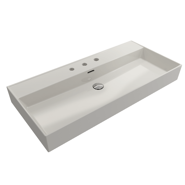 BOCCHI 1378-XXX-0127 Milano 39.75 Inch 3-Hole Wall-Mounted Fireclay Sink with Ov