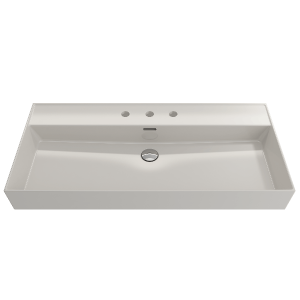 BOCCHI 1378-XXX-0127 Milano 39.75 Inch 3-Hole Wall-Mounted Fireclay Sink with Ov