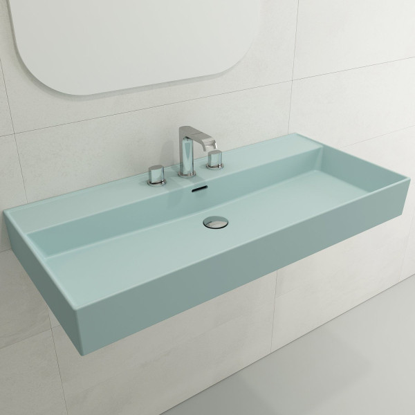 BOCCHI 1378-XXX-0127 Milano 39.75 Inch 3-Hole Wall-Mounted Fireclay Sink with Ov