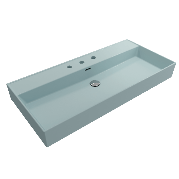 BOCCHI 1378-XXX-0127 Milano 39.75 Inch 3-Hole Wall-Mounted Fireclay Sink with Ov