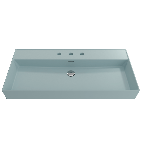BOCCHI 1378-XXX-0127 Milano 39.75 Inch 3-Hole Wall-Mounted Fireclay Sink with Ov