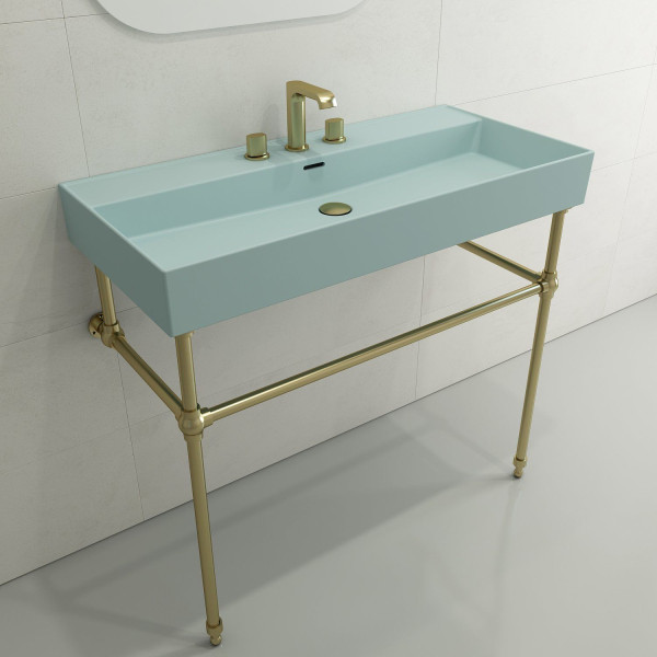BOCCHI 1378-XXX-0127 Milano 39.75 Inch 3-Hole Wall-Mounted Fireclay Sink with Ov