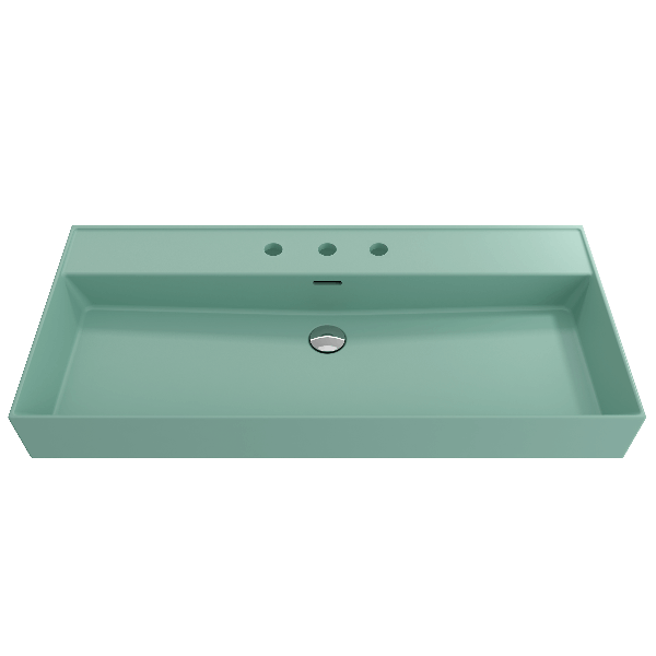 BOCCHI 1378-XXX-0127 Milano 39.75 Inch 3-Hole Wall-Mounted Fireclay Sink with Ov