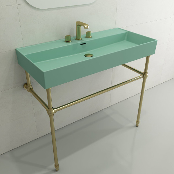 BOCCHI 1378-XXX-0127 Milano 39.75 Inch 3-Hole Wall-Mounted Fireclay Sink with Ov