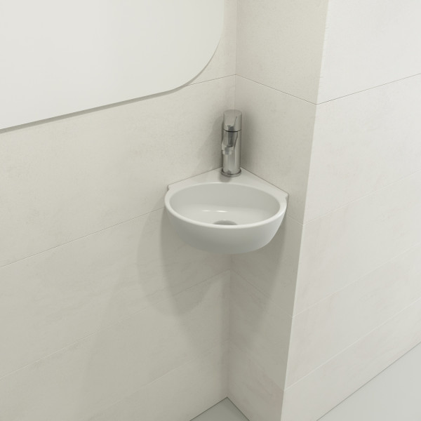 BOCCHI 1392-XXX-0126 Milano Corner Sink Fireclay 12 in. 1-Hole
