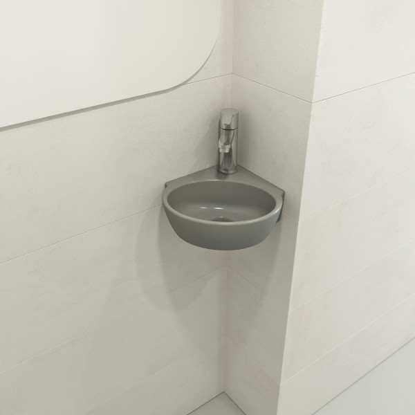 BOCCHI 1392-XXX-0126 Milano Corner Sink Fireclay 12 in. 1-Hole