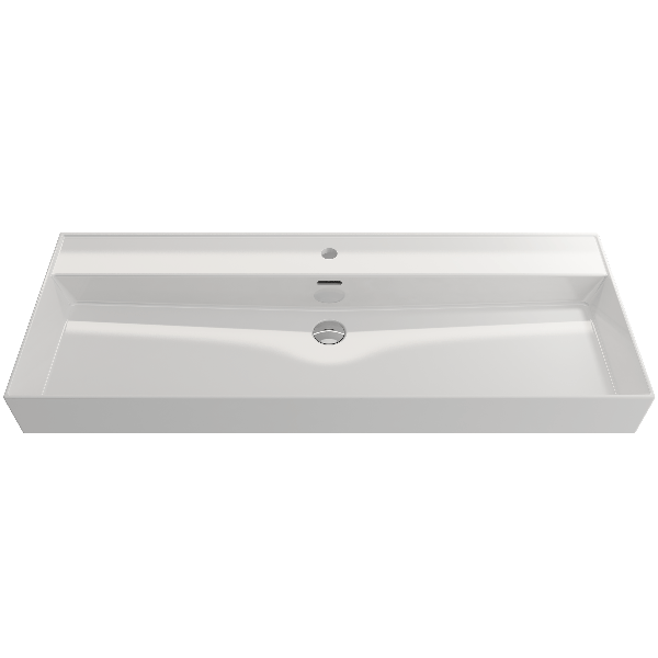 BOCCHI 1394-XXX-0126 Milano 47.75 Inch 1-Hole Wall-Mounted Fireclay Sink with Ov