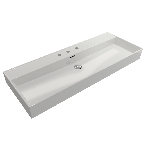 BOCCHI 1394-XXX-0127 Milano 47.75 Inch 3-Hole Wall-Mounted Fireclay Sink with Ov