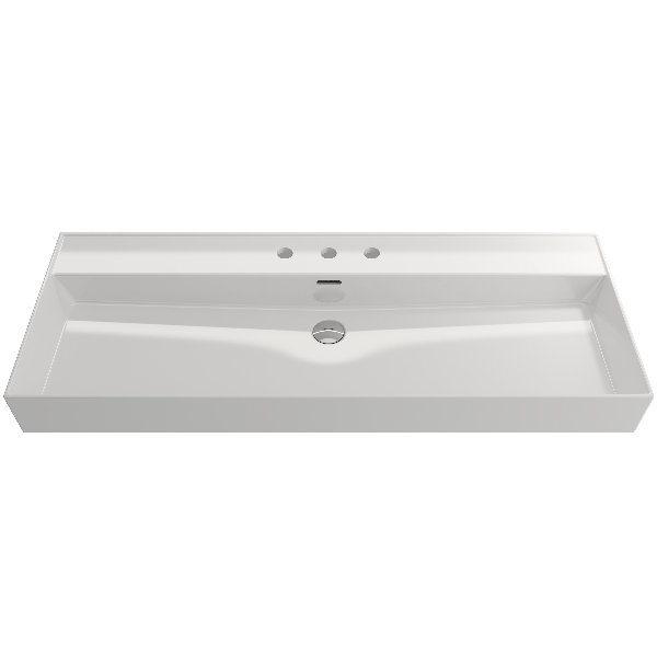 BOCCHI 1394-XXX-0127 Milano 47.75 Inch 3-Hole Wall-Mounted Fireclay Sink with Ov