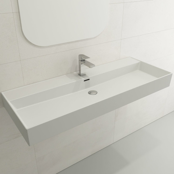 BOCCHI 1394-XXX-0126 Milano 47.75 Inch 1-Hole Wall-Mounted Fireclay Sink with Ov