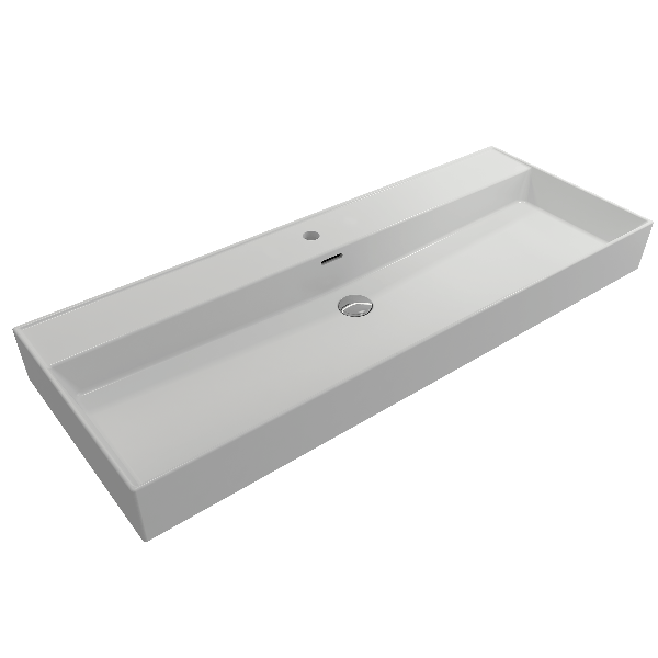 BOCCHI 1394-XXX-0126 Milano 47.75 Inch 1-Hole Wall-Mounted Fireclay Sink with Ov