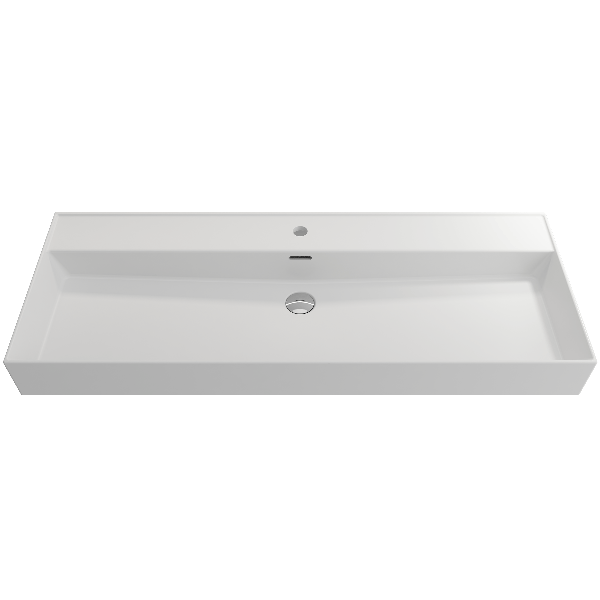 BOCCHI 1394-XXX-0126 Milano 47.75 Inch 1-Hole Wall-Mounted Fireclay Sink with Ov