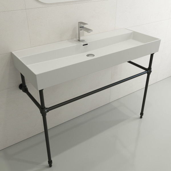 BOCCHI 1394-XXX-0126 Milano 47.75 Inch 1-Hole Wall-Mounted Fireclay Sink with Ov