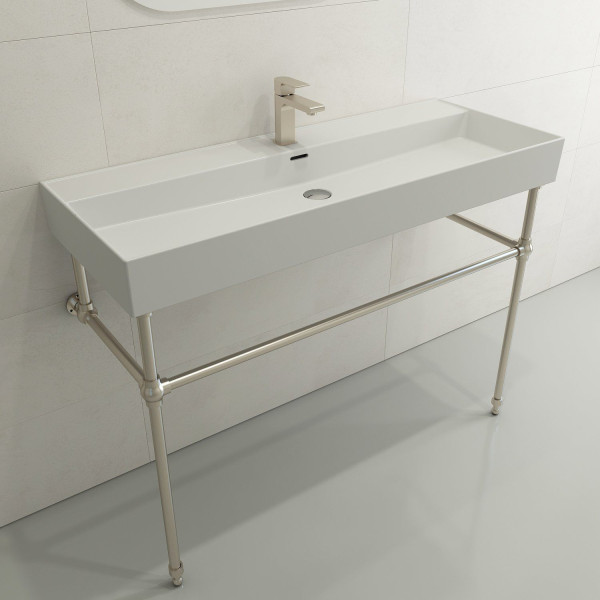BOCCHI 1394-XXX-0126 Milano 47.75 Inch 1-Hole Wall-Mounted Fireclay Sink with Ov