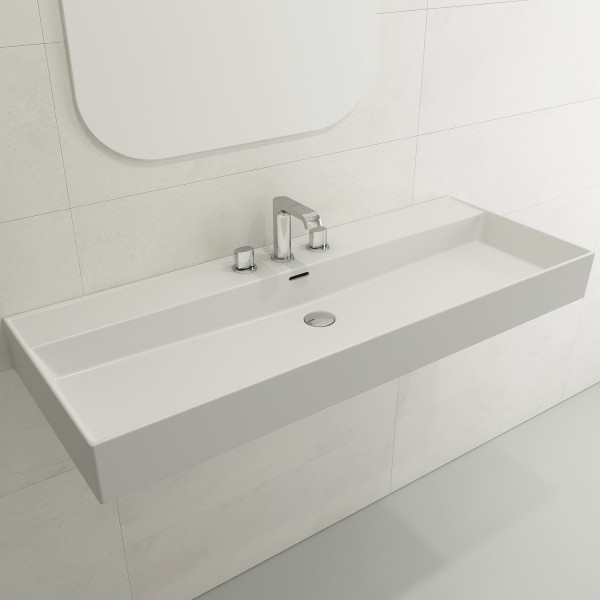 BOCCHI 1394-XXX-0127 Milano 47.75 Inch 3-Hole Wall-Mounted Fireclay Sink with Ov