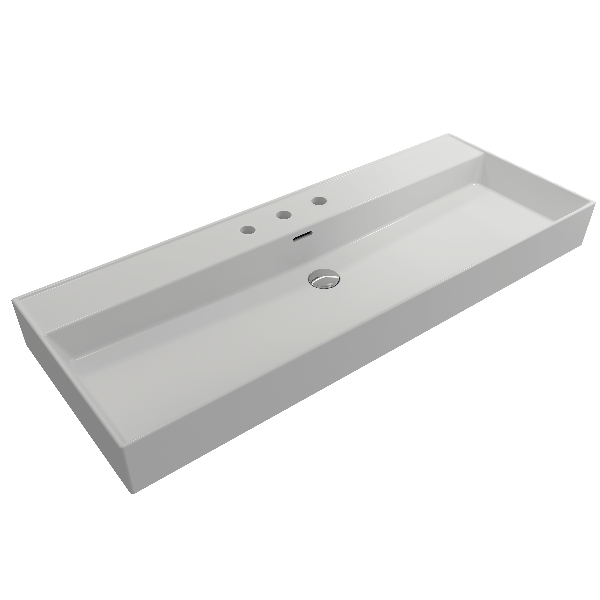 BOCCHI 1394-XXX-0127 Milano 47.75 Inch 3-Hole Wall-Mounted Fireclay Sink with Ov