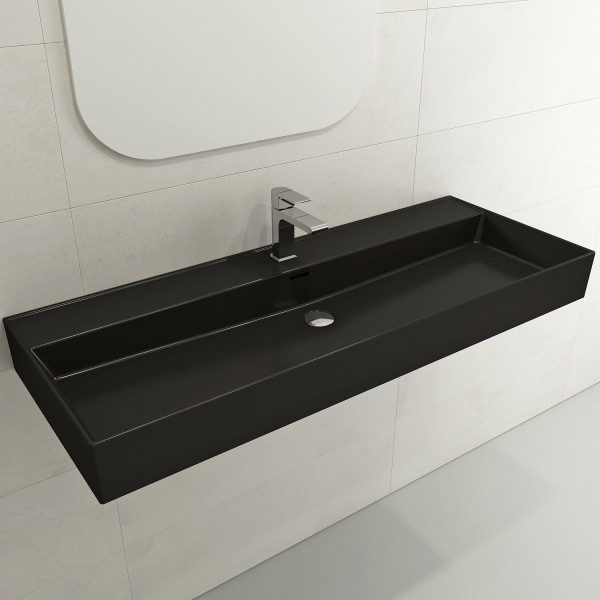 BOCCHI 1394-XXX-0126 Milano 47.75 Inch 1-Hole Wall-Mounted Fireclay Sink with Ov