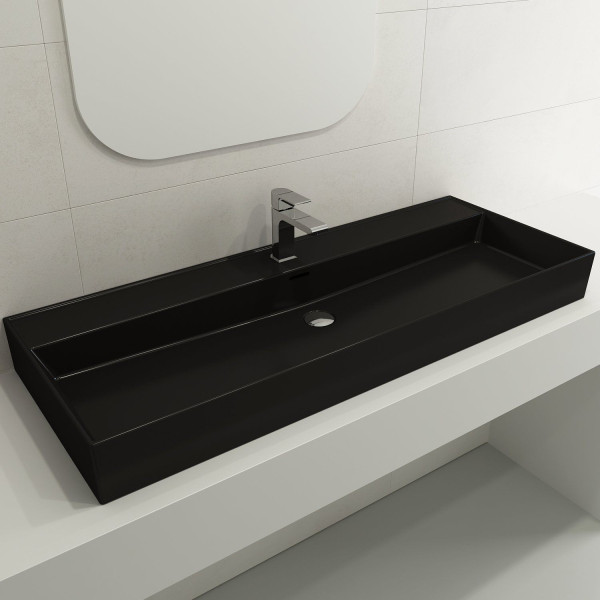 BOCCHI 1394-XXX-0126 Milano 47.75 Inch 1-Hole Wall-Mounted Fireclay Sink with Ov