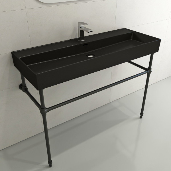 BOCCHI 1394-XXX-0126 Milano 47.75 Inch 1-Hole Wall-Mounted Fireclay Sink with Ov