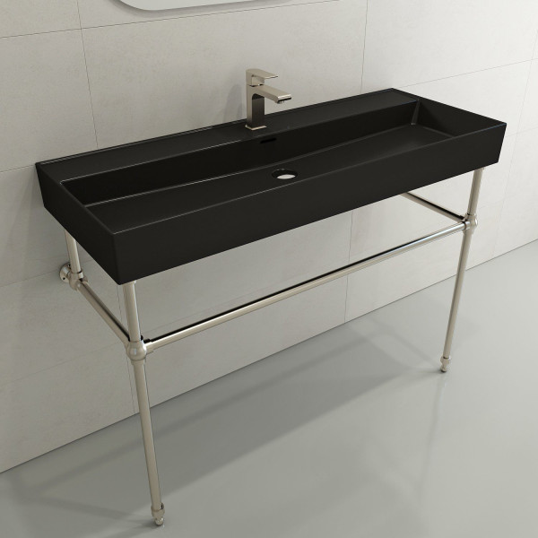 BOCCHI 1394-XXX-0126 Milano 47.75 Inch 1-Hole Wall-Mounted Fireclay Sink with Ov