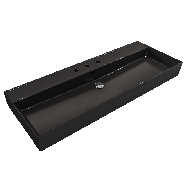 BOCCHI 1394-XXX-0127 Milano 47.75 Inch 3-Hole Wall-Mounted Fireclay Sink with Ov