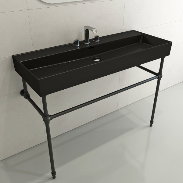 BOCCHI 1394-XXX-0127 Milano 47.75 Inch 3-Hole Wall-Mounted Fireclay Sink with Ov
