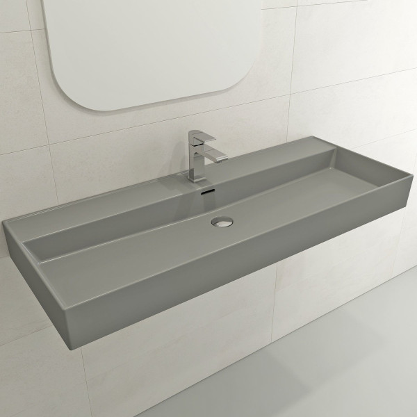 BOCCHI 1394-XXX-0126 Milano 47.75 Inch 1-Hole Wall-Mounted Fireclay Sink with Ov