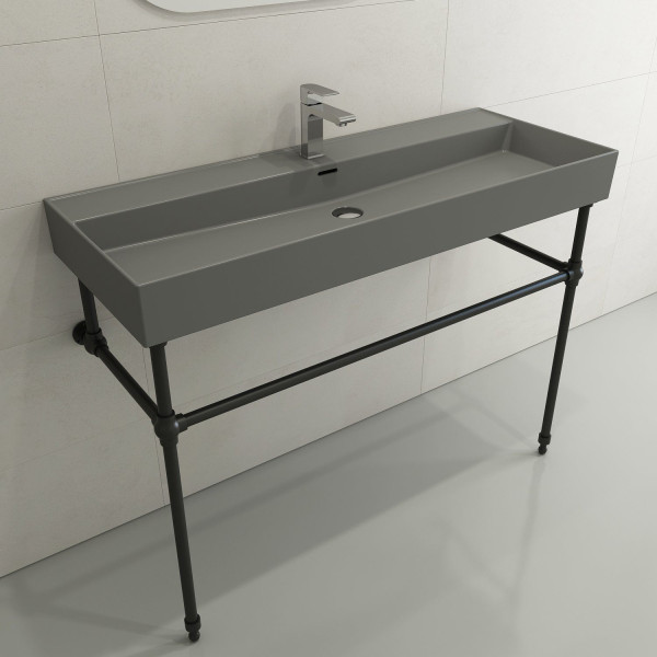 BOCCHI 1394-XXX-0126 Milano 47.75 Inch 1-Hole Wall-Mounted Fireclay Sink with Ov