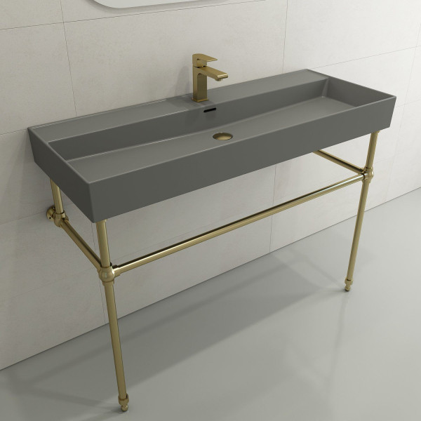 BOCCHI 1394-XXX-0126 Milano 47.75 Inch 1-Hole Wall-Mounted Fireclay Sink with Ov