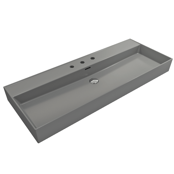 BOCCHI 1394-XXX-0127 Milano 47.75 Inch 3-Hole Wall-Mounted Fireclay Sink with Ov