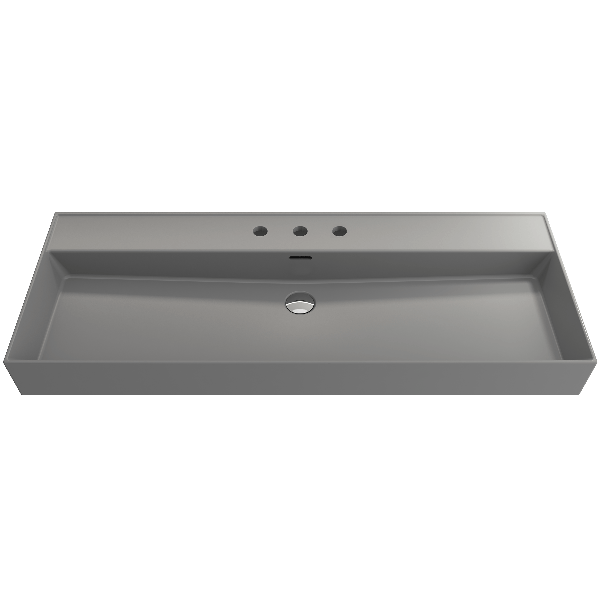 BOCCHI 1394-XXX-0127 Milano 47.75 Inch 3-Hole Wall-Mounted Fireclay Sink with Ov