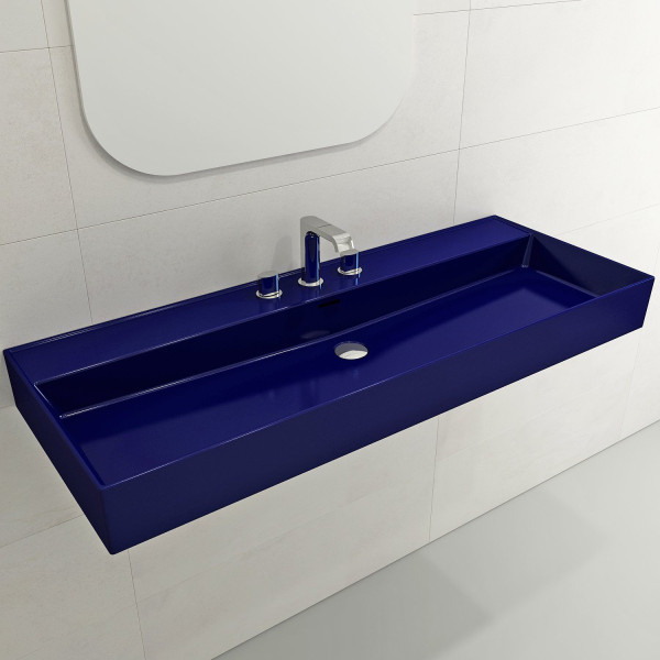 BOCCHI 1394-XXX-0127 Milano 47.75 Inch 3-Hole Wall-Mounted Fireclay Sink with Ov