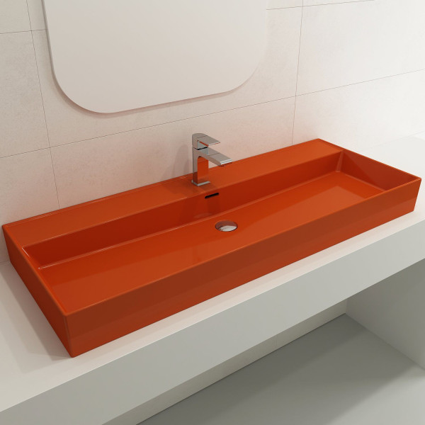 BOCCHI 1394-XXX-0126 Milano 47.75 Inch 1-Hole Wall-Mounted Fireclay Sink with Ov