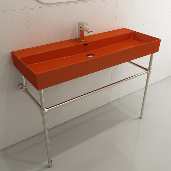 BOCCHI 1394-XXX-0126 Milano 47.75 Inch 1-Hole Wall-Mounted Fireclay Sink with Ov