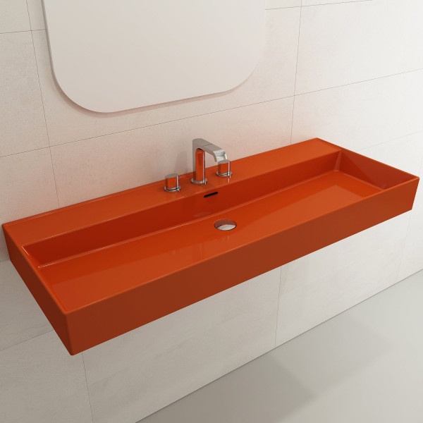 BOCCHI 1394-XXX-0127 Milano 47.75 Inch 3-Hole Wall-Mounted Fireclay Sink with Ov