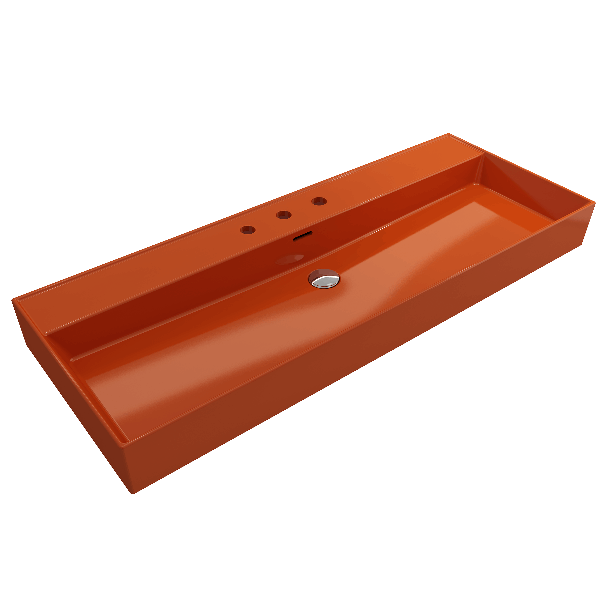 BOCCHI 1394-XXX-0127 Milano 47.75 Inch 3-Hole Wall-Mounted Fireclay Sink with Ov