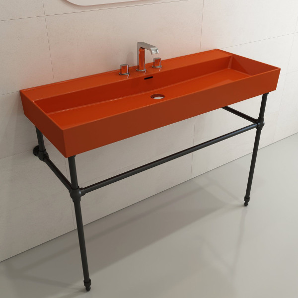 BOCCHI 1394-XXX-0127 Milano 47.75 Inch 3-Hole Wall-Mounted Fireclay Sink with Ov