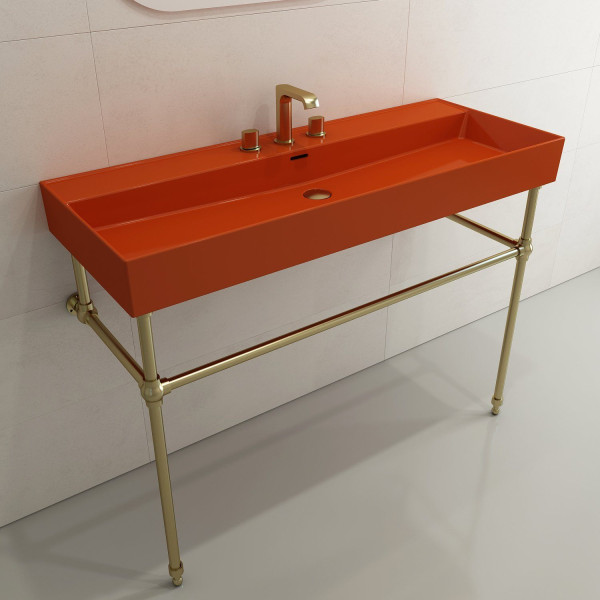 BOCCHI 1394-XXX-0127 Milano 47.75 Inch 3-Hole Wall-Mounted Fireclay Sink with Ov