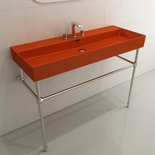 BOCCHI 1394-XXX-0127 Milano 47.75 Inch 3-Hole Wall-Mounted Fireclay Sink with Ov