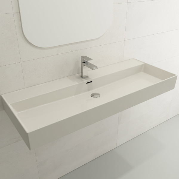 BOCCHI 1394-XXX-0126 Milano 47.75 Inch 1-Hole Wall-Mounted Fireclay Sink with Ov