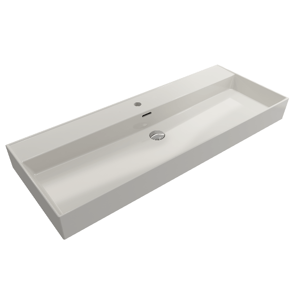 BOCCHI 1394-XXX-0126 Milano 47.75 Inch 1-Hole Wall-Mounted Fireclay Sink with Ov