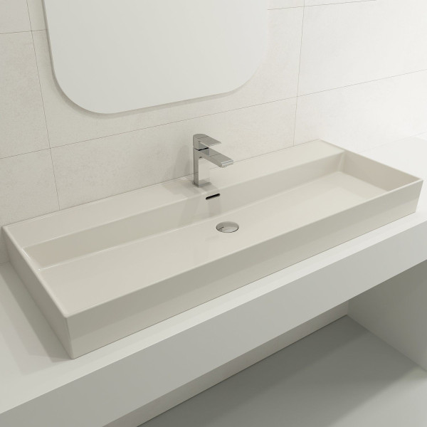 BOCCHI 1394-XXX-0126 Milano 47.75 Inch 1-Hole Wall-Mounted Fireclay Sink with Ov