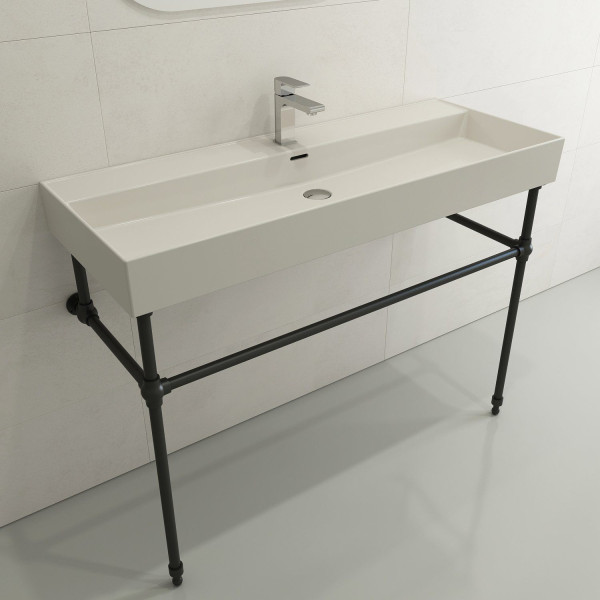 BOCCHI 1394-XXX-0126 Milano 47.75 Inch 1-Hole Wall-Mounted Fireclay Sink with Ov