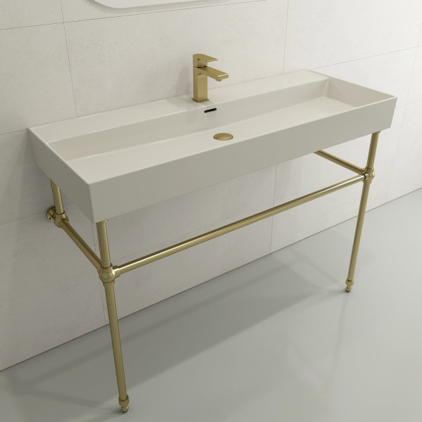 BOCCHI 1394-XXX-0126 Milano 47.75 Inch 1-Hole Wall-Mounted Fireclay Sink with Ov