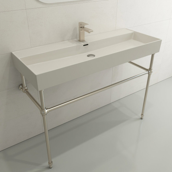 BOCCHI 1394-XXX-0126 Milano 47.75 Inch 1-Hole Wall-Mounted Fireclay Sink with Ov