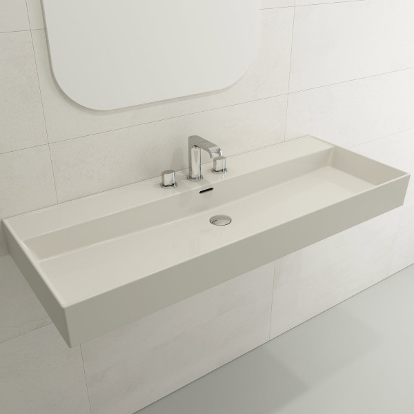 BOCCHI 1394-XXX-0127 Milano 47.75 Inch 3-Hole Wall-Mounted Fireclay Sink with Ov